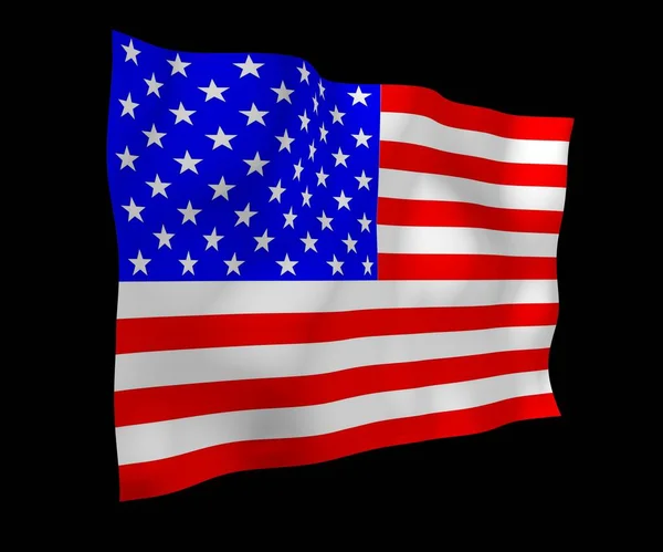 Waving Flag United States America Dark Background Stars Stripes State — Stock Photo, Image