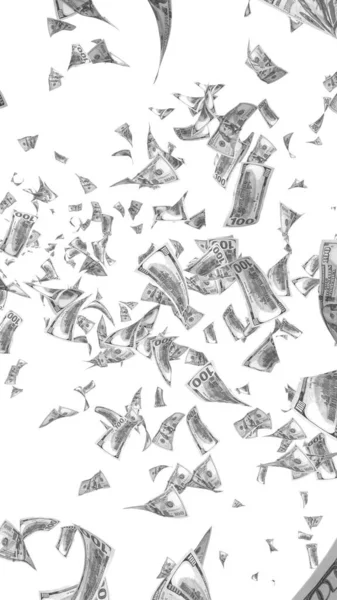Flygande Dollar Sedlar Isolerade Vit Bakgrund Pengar Flyger Luften 100 — Stockfoto