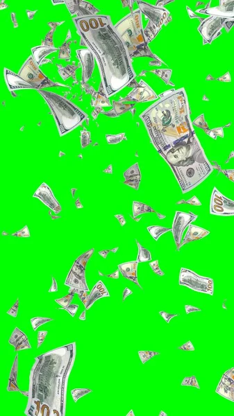 Flying Dollars Banknotes Isolated Chromakey Money Flying Air 100 Banknotes — Stock Photo, Image