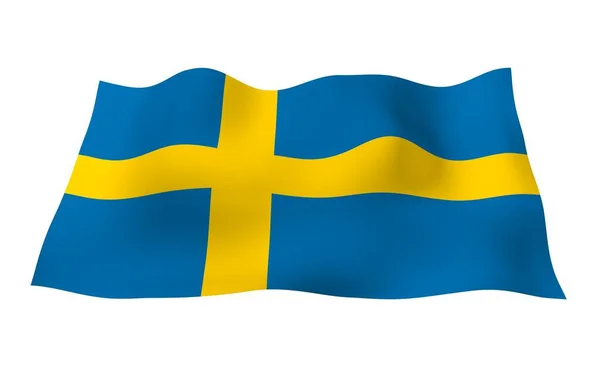 Flag Sweden Official State Symbol Kingdom Sweden Blue Field Yellow — Stock Photo, Image