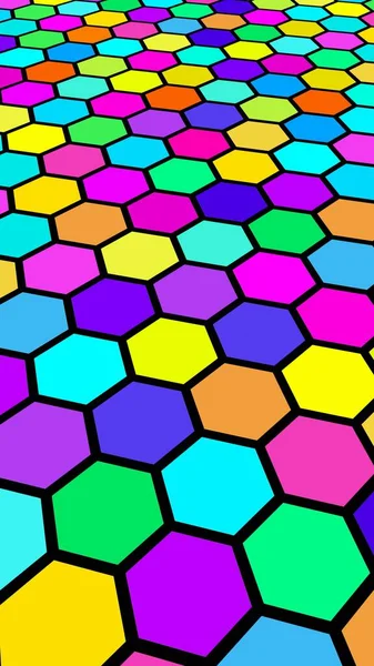 Honeycomb Multi Färgade Perspektivvy Polygon Ser Som Honeycomb Isometrisk Geometri — Stockfoto