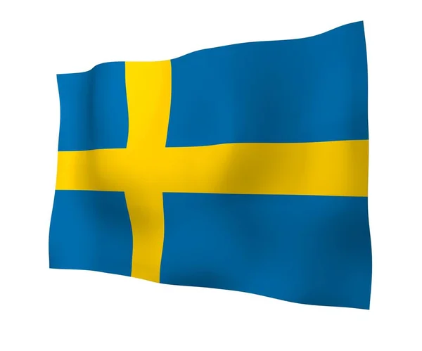 Bandiera Sweden Simbolo Ufficiale Del Regno Svezia Campo Blu Con — Foto Stock