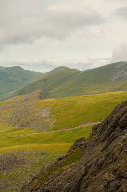 Yr Wyddfa, bir dağ raylı Snowdon dağı. Snowdonia Ulusal Parkı. Galler. İngiltere.