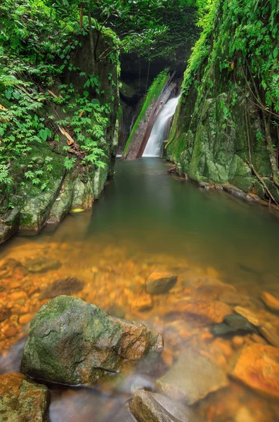 Prachtige diepe woud waterval — Stockfoto