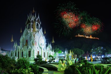 Fireworks celebration in Nakhon Khiri Historical Park. clipart