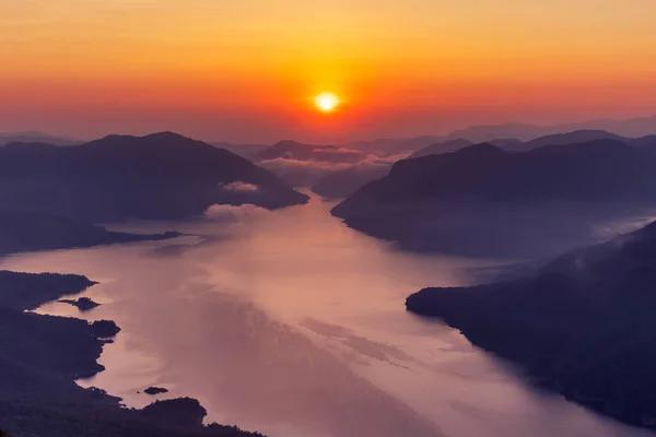 Beautiful Aerial View Sunrise Mountain Range North Thailand Beauty Rainforest — Stock Photo, Image