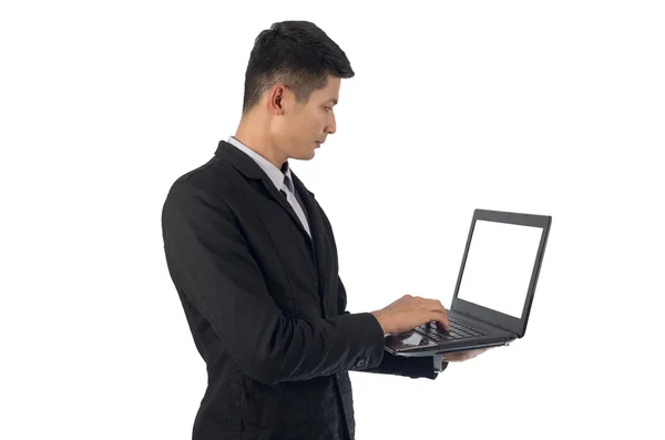 Бизнесмен с ноутбуком . — стоковое фото