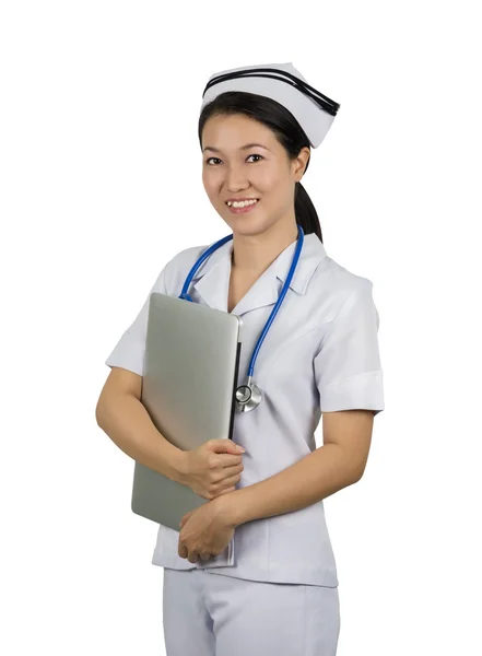 Aziatische verpleegster geïsoleerd — Stockfoto