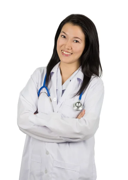 Azjatyckie kobiety lekarz na białym tle — Zdjęcie stockowe