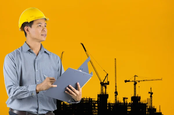 Ingenieur monitor de bouw. — Stockfoto