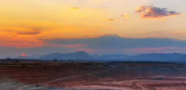 Beautiful evening landscape of coal mine — Stock Photo, Image