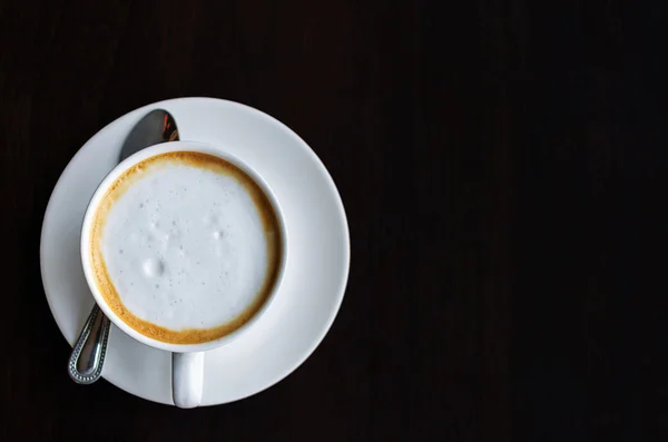 Top view of a cup of coffee