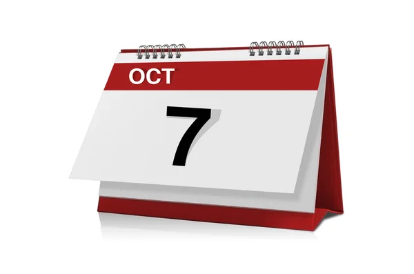 October 7 desktop calendar — Stock Photo, Image