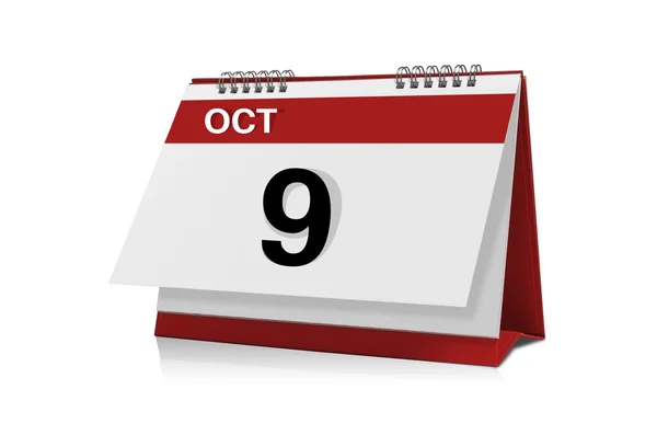 Oktober 9 Desktop-Kalender — Stockfoto