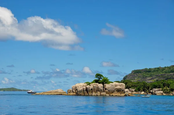 Seaview of the Ile Cocos marine National Park (Cocos Island) and Felicite island. Seychelles