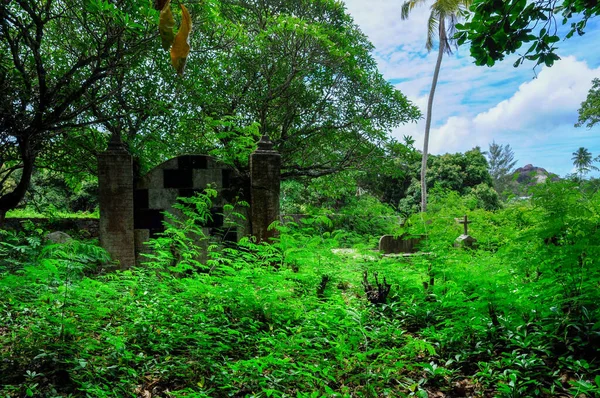 The monumental tomb of the wealthy Hossen family, builded in the forest in La Digue Island