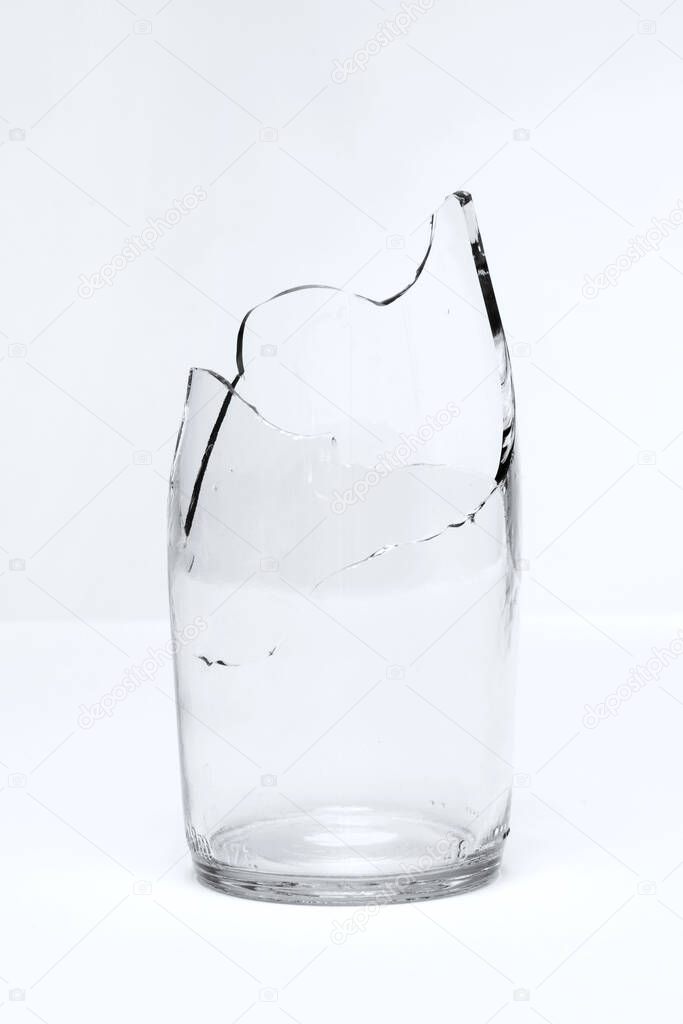 Broken bottle on white background ... 