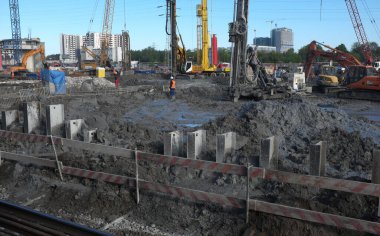 İnşaat, sanayi manzarası, başlangıç ... 