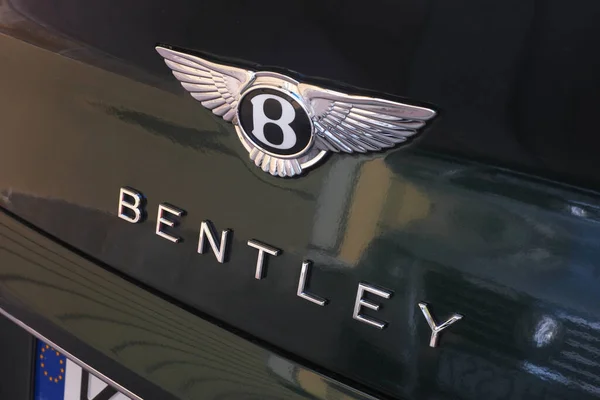 Bentley Szyld Samochodowy Elegancja Bogactwo Kraków Polska Września 2021 — Zdjęcie stockowe