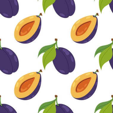 Erikli desen. Yarım erik ve çukur. Kumaş, arkaplan, tekstil veya ambalaj için kusursuz desen.