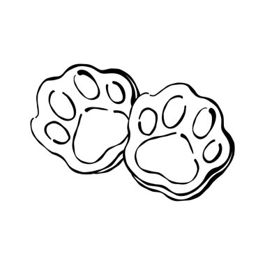 Pençe şeklindeki hayvanlar için ikramlar. Evcil hayvan atıştırmalıkları. Çizgi çizimleri kedi ve köpekler için.. 