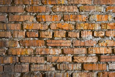 Eski tuğla bina. Turuncu tuğla işçiliğinin fotoğraf arkaplanı. Tuğla duvar dokusu.
