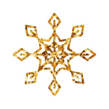 Altın parıltılı kar tanesi desenli el çizimi ikonu. Parlak Noel, yeni yıl ve kış. Baskı, ağ, dekorasyon ve tebrik kartı için parıldayan altın semboller..