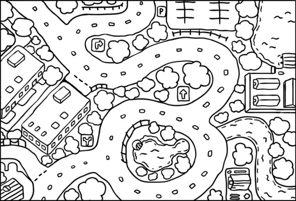 Transportation Roads Line Drawing Background Vector Horizontal Black White Stock Illustration