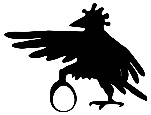 Huhn Stehend Angelehnt Ein Gestikulierendes Cartoon Symbol Silhouette Schablone Schwarz — Stockvektor