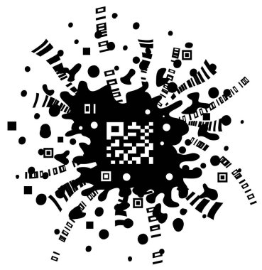 Sanal kod tasarımı, grunge siyahı, vektör illüstrasyonu, yatay, izole edilmiş