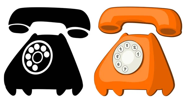 Telephone Old Model Obsolete Cartoon Color Black Vector Illustration Design — Stock Vector
