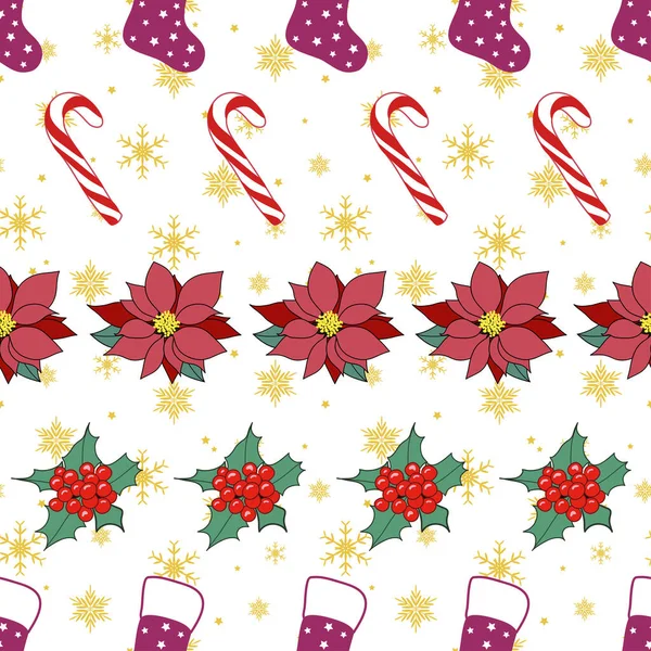 クリスマスのシンボル繰り返しパターンデザインの背景 — ストックベクタ