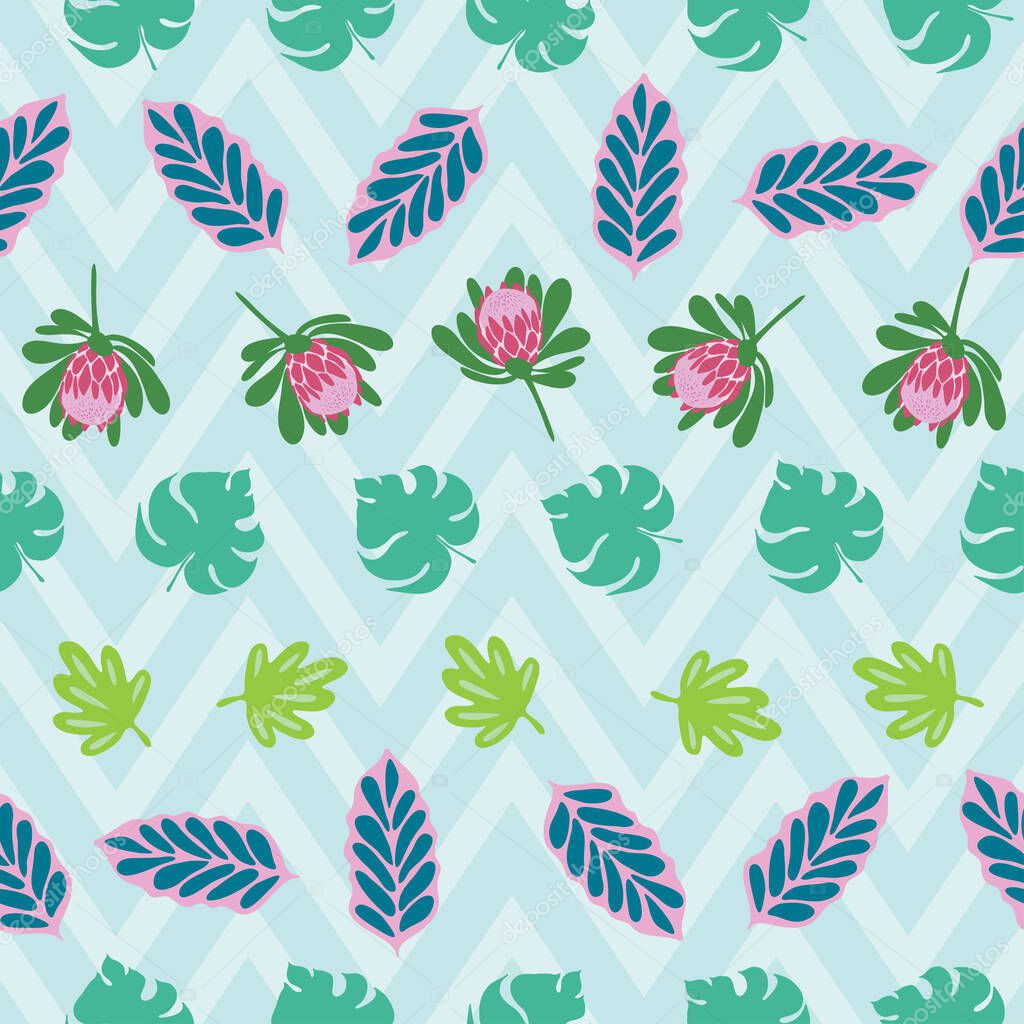 Tropical abstract plants seamless pattern design