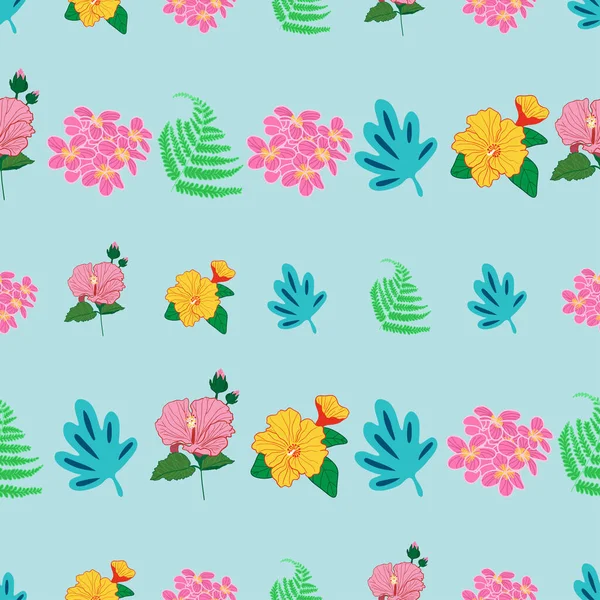 Trendige Tropische Blätter Und Blüten Wiederholen Muster Design — Stockvektor