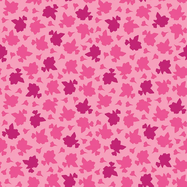 ピンクの花のシルエットシームレスパターンデザイン — ストックベクタ
