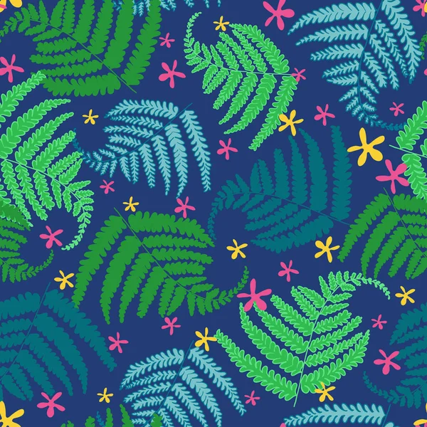 Tropical Ferns Seamless Vector Pattern Design — Stock Vector