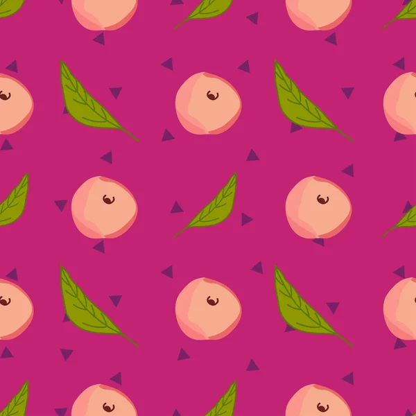 Peach Fruit Repeat Vector Pattern Design — Stock Vector