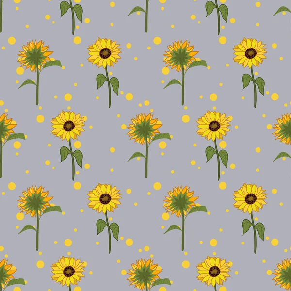 Tournesols Motif Répété Sur Fond Gris — Image vectorielle