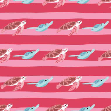 Deniz kaplumbağaları vektör deseni tekrarlıyor