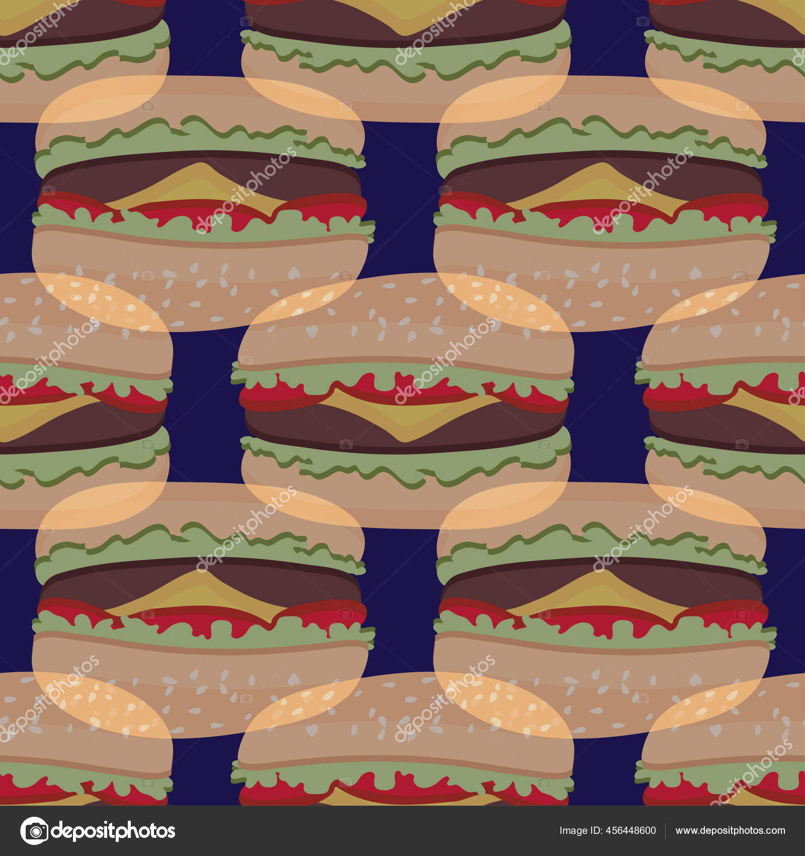 バーガーファーストフードの繰り返しパターンオンダークブルー ストックベクター C Elinnet バーガーファーストフードの繰り返しパターンオンダークブルー ストックベクター C Elinnet
