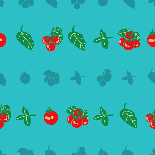 Cherry Tomate Vector Patrón Repetición Fondo — Vector de stock
