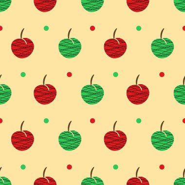 Yeşil ve kırmızı desenli elmalar desen tasarımı örneklemesi