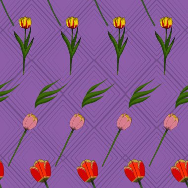 Renkli laleler vektörsüz desen tasarımı