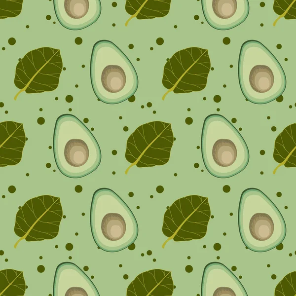 Nahtloses Muster Aus Avocado Und Blattvektor — Stockvektor