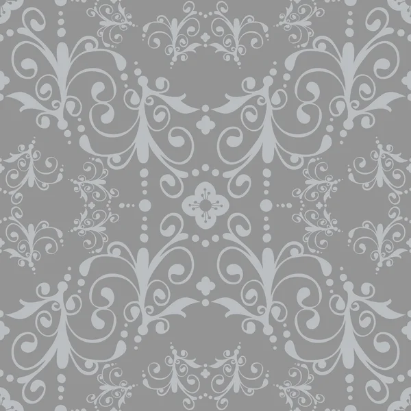 Luxe motif floral vintage sans couture argent — Image vectorielle