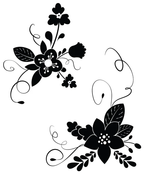 Floral zwarte vectorelementen — Stockvector