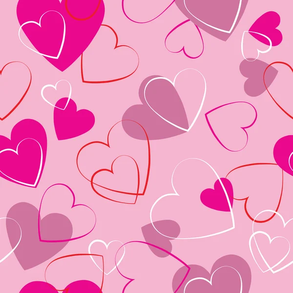 Hearts pink seamless pattern - wrapping paper — Stock Vector