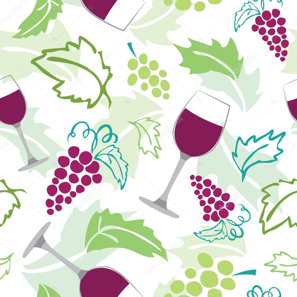seamless pattern wine and grapes