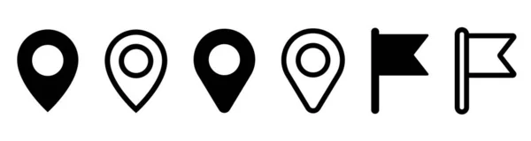 Conjunto Iconos Puntero Mapa Pin Mapa Iconos Ubicación Ilustración Vectorial — Vector de stock