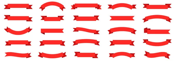 Набір Банерних Стрічок Колекція Стрічок Червоні Стрічки Векторні Стрічки — стоковий вектор